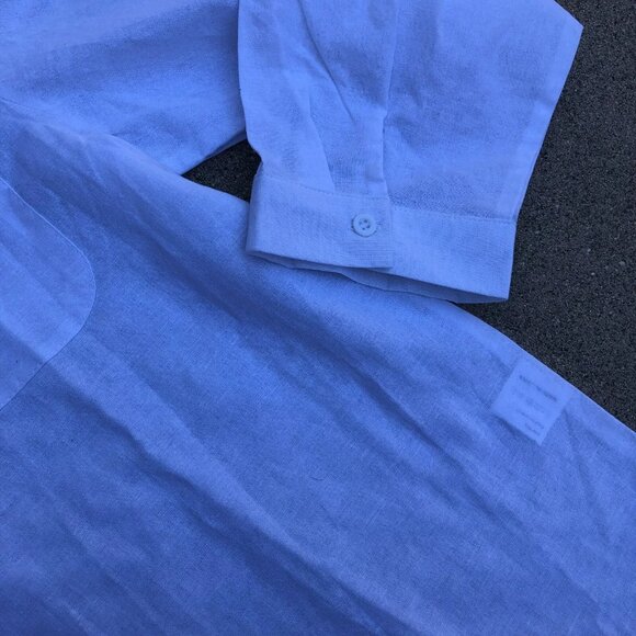 Women's Linen Blend Button Down Shirt XL Women's White Long Sleeve Collared Top - Picture 4 of 9